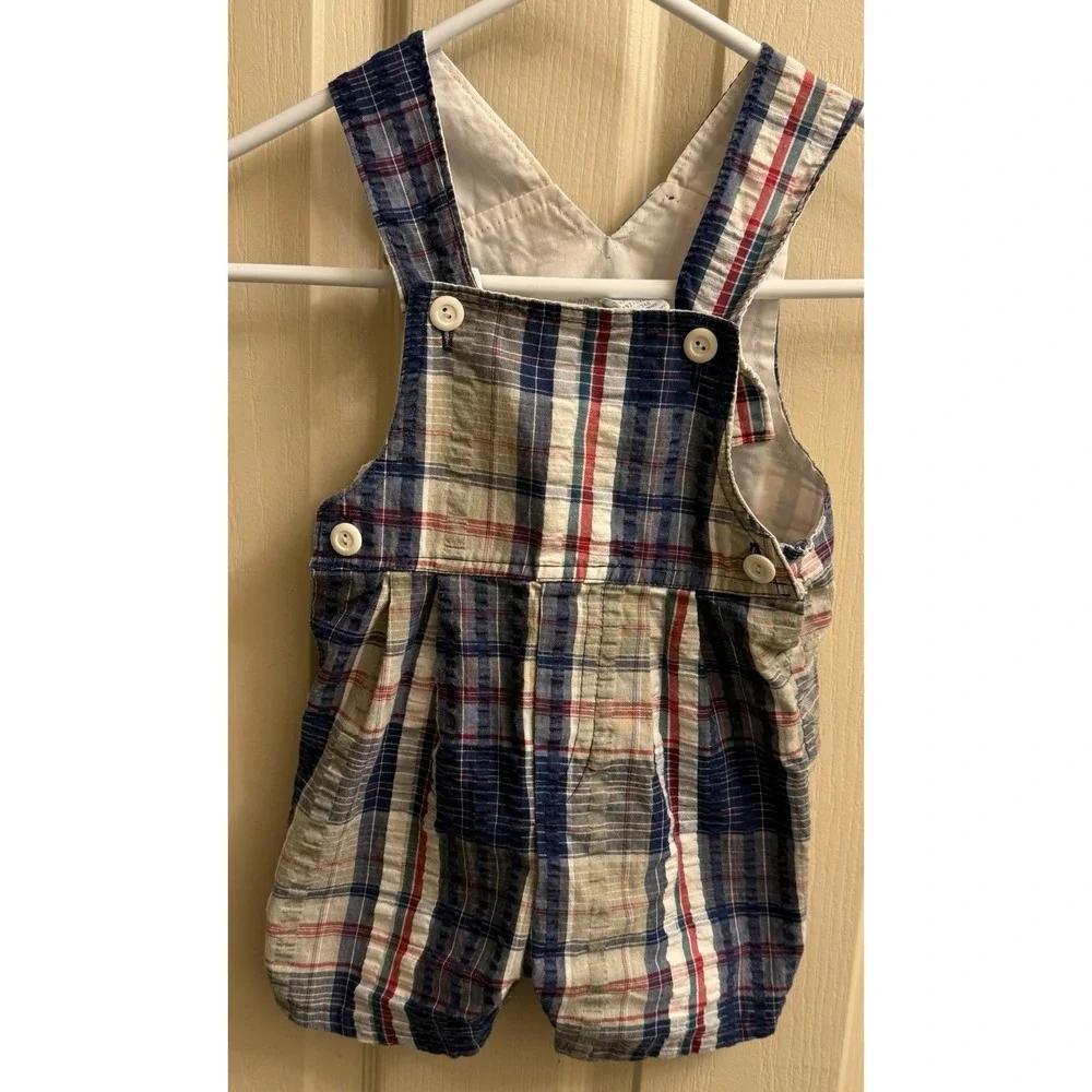 Vintage 90s Boys Carter's Plaid Shortall 18 Months EUC‎